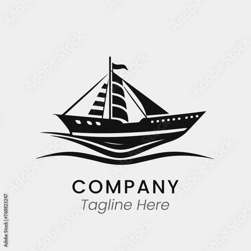 Ship, boat logo design template