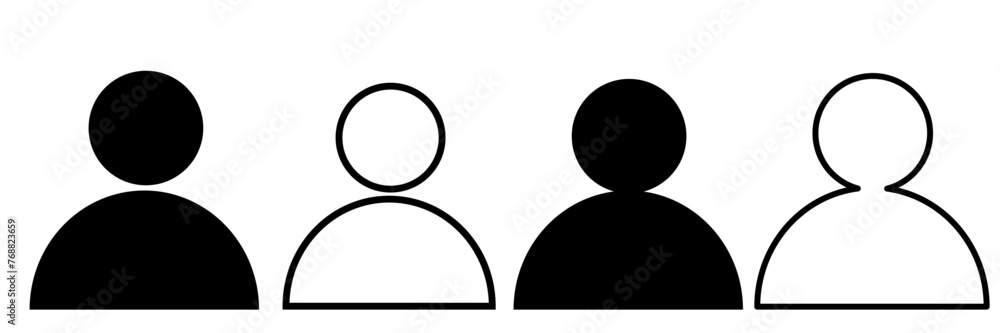 人物ピクトグラム　シルエット　アイコン 上半身アバターセット	