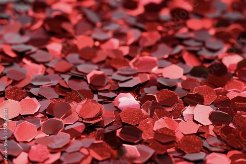 Confetti background scattered in cherry red color