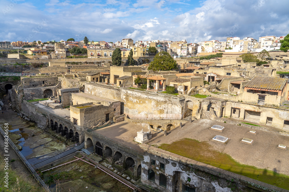 General view of Ercolano Archaeological Park in Ercolano- Naples- Italy.03-03-2024