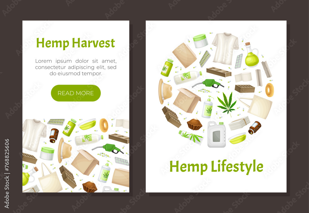 Fototapeta premium Hemp Production and Object Banner Design Vector Template