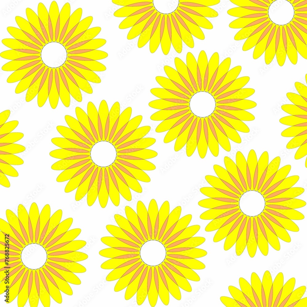 Illustration of yellow daisy flowers on a white background Illustration of yellow daisy flowers on a white background