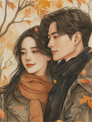 novel poster A Korean man and woman smile together