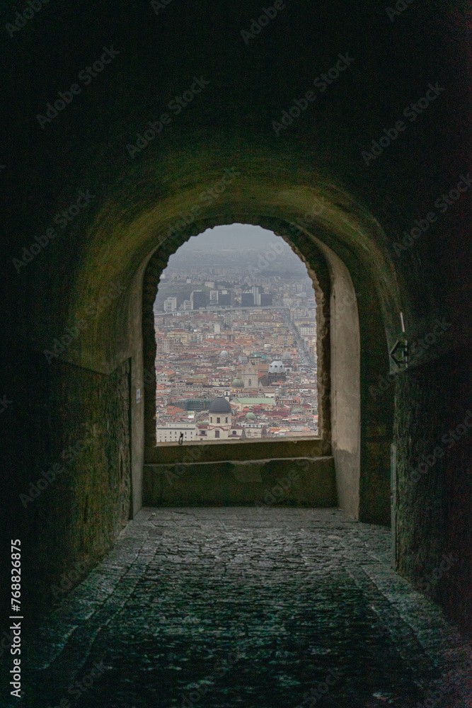 Vault-shaped tunnel in Castel Sant Elmo, overlooking Naples, Italy. Vault-shaped tunnel in Castel Sant Elmo, overlooking Naples, Italy.