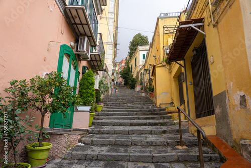 large old staircases between residential buildings,Gradini Del Petraio Naples- Italy. 03-03-2024 photo