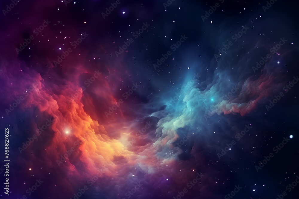 Colorful cosmic galaxy, cloud, nebula. Cosmic space and stars, abstract background. - obrazy, fototapety, plakaty 