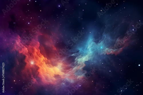 Colorful cosmic galaxy  cloud  nebula. Cosmic space and stars  abstract background.