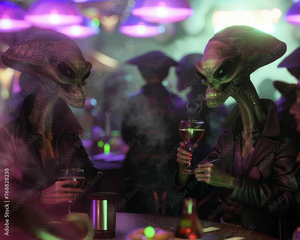 Φωτογραφία Retro alien jazz club, smooth tunes, smoky atmosphere, patrons of all species