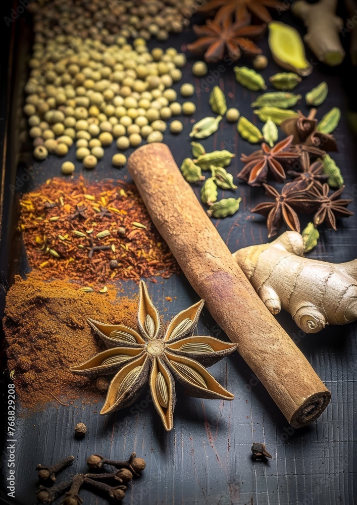Assortment of Spices and Herbs on a Table Assortment of Spices and Herbs on a Table