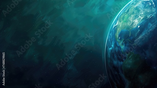 A fantasy representation of Earth from space, highlighting the planet's beauty and fragility