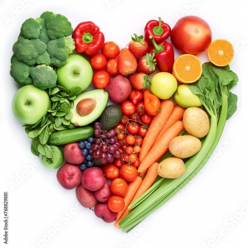 Heart Shaped Arrangement of Fruits and Vegetables