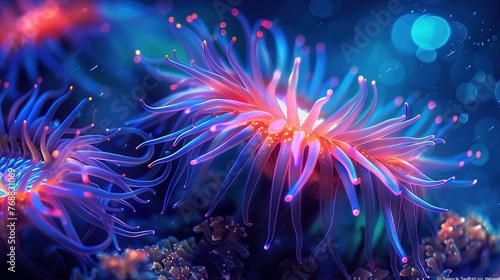 Luminescent sea anemone photo