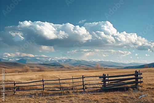 country field with farm wooden 