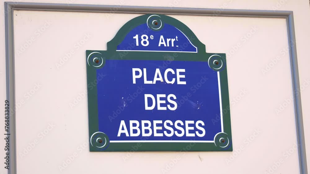 Place des Abbesses street sign in the Montmartre district in Paris, France Place des Abbesses street sign in the Montmartre district in Paris, France