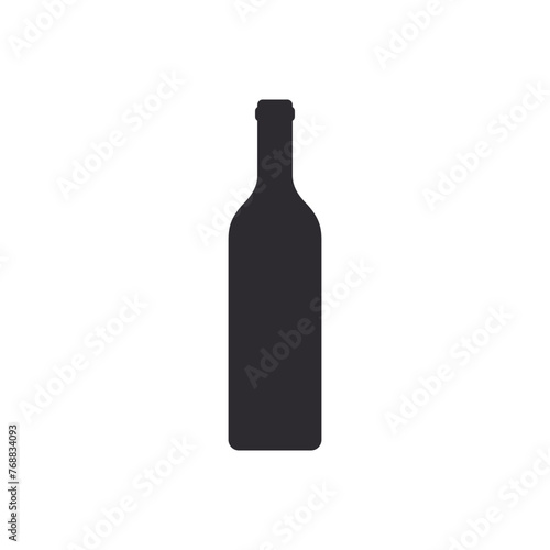 Silhouette wine bottle. Wine bottle. Silhouette champagne bottle. Vector icon. Stencil of wine bottle. Jar icon. Glass container. Logo template. Flask template. Glass phial. Flask template. Jar icon. 