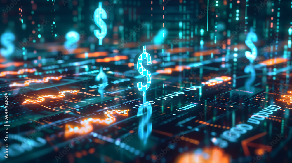 Obraz premium digital business financial transaction, cash flow in business, secure finance network, business finance concept photo