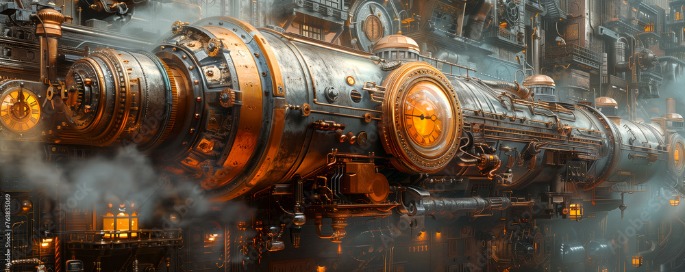 Mechanisms and gears, Professional steampunk background. - obrazy, fototapety, plakaty 