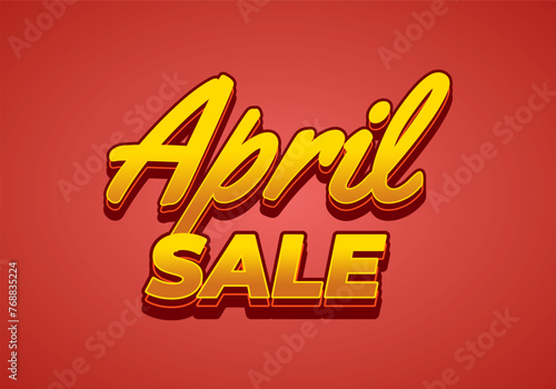 April sale. Text effect in 3 dimension style
