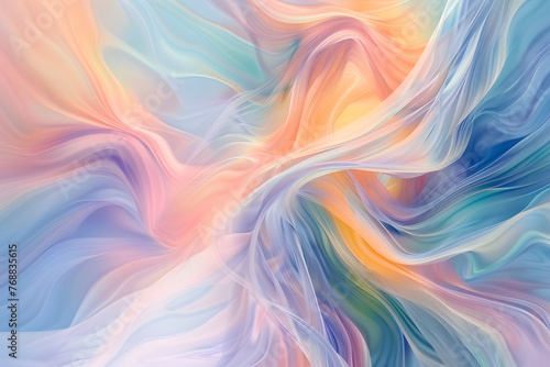 3D background in the form of abstract matte waves of various colors  abstract illustration in light delicate colors