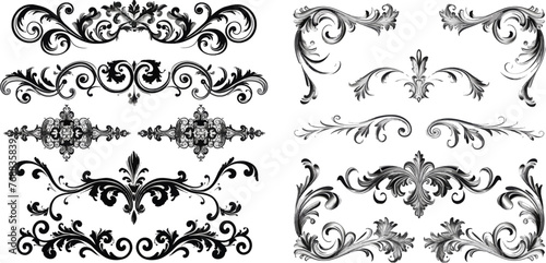 Decorative frames, flourish dividers, borders. Beautiful swirls, sinks decorated