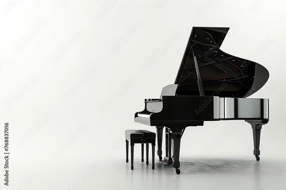 Black grand piano Isolated on white background Black grand piano Isolated on white background