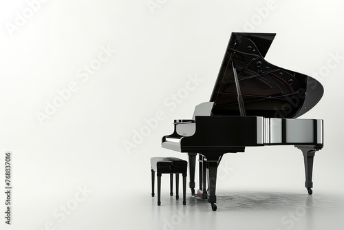 Black grand piano Isolated on white background photo
