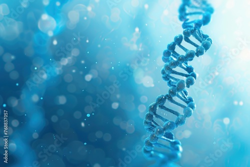 Blue DNA Strand on Abstract Background with Copy Space