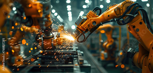 Robots Working in a High-Tech Factory