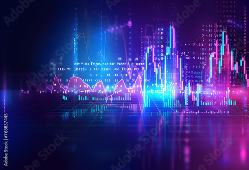 Interwoven Digital Financial Charts: A Visual Feast of Stock Market Trends and Trading Movements