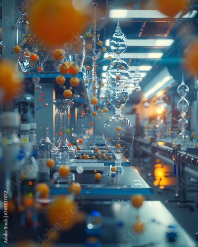Hyper-Realistic Research Lab with Colorful Balls
