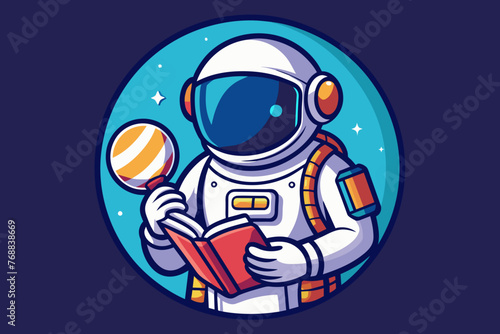astronaut holding a book logo 
