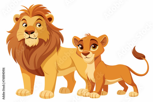 Animation Lion  and Lioness white background