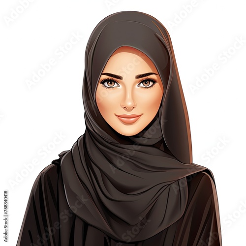 Cartoon character of a smiling Saudi Arabian Gulf girl wearing the hijab