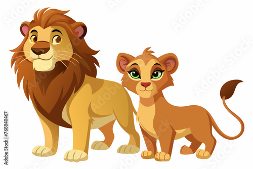 Animation Lion  and Lioness white background