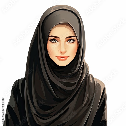 Cartoon character of a smiling Saudi Arabian Gulf girl wearing the hijab