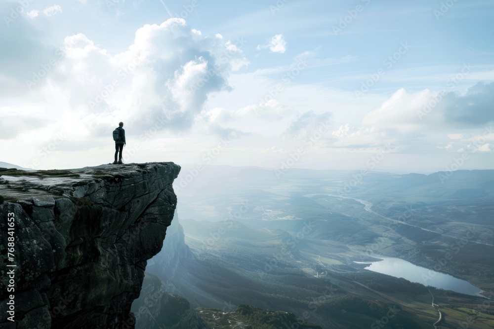 Person standing at the edge of a cliff