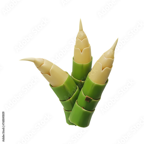 Bamboo Shoots Isolated 3d render Illustration