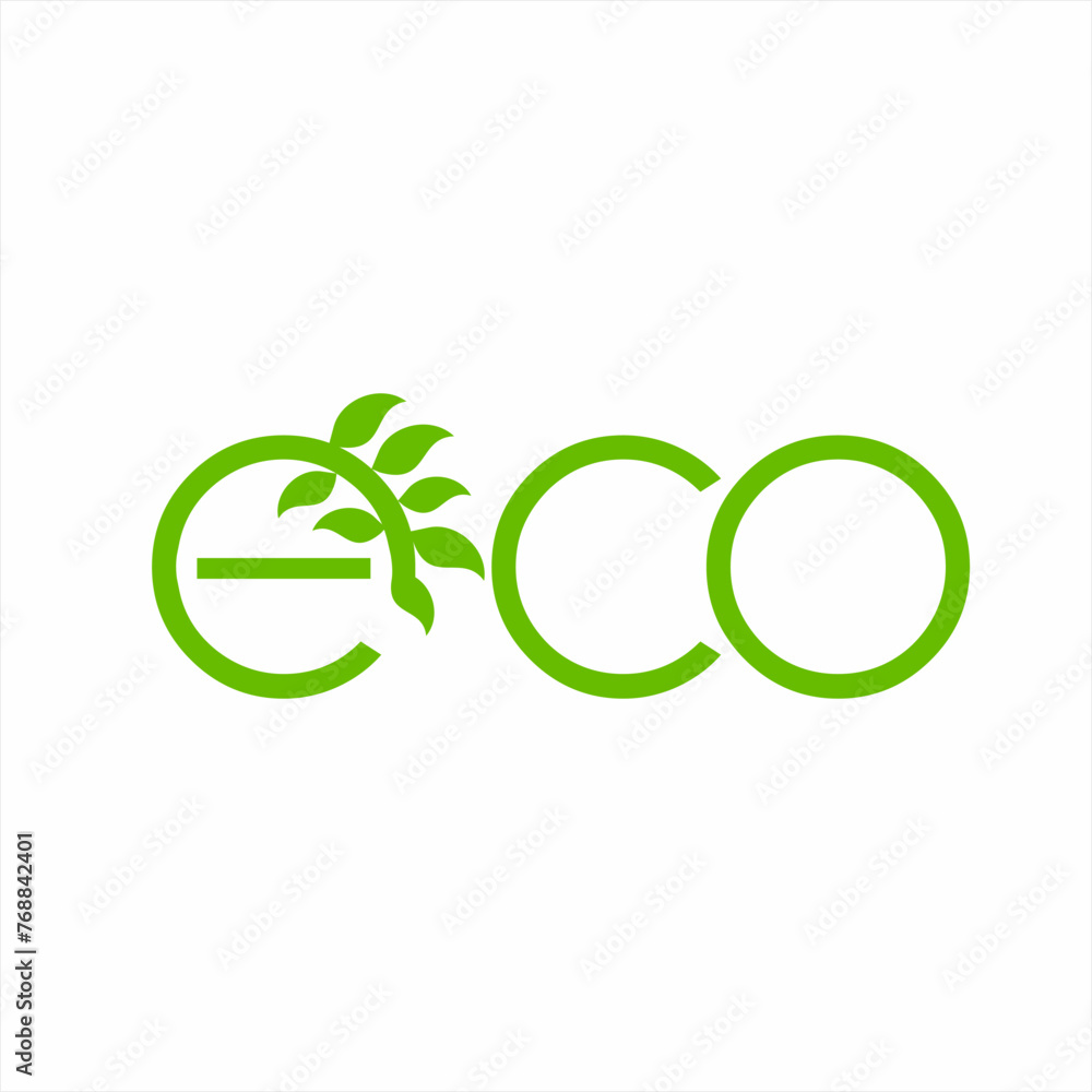 Eco logo design. Illustration of the word Eco logo design. Illustration of the word