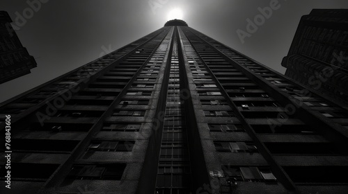 Monochrome Majesty: Soaring Skyscraper Silhouette