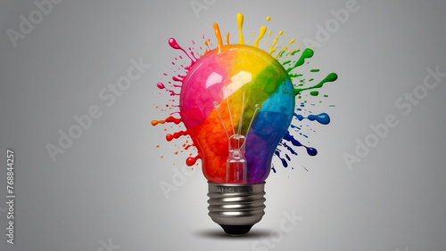 Crafting a Lightbulb Concept with Colorful Paint