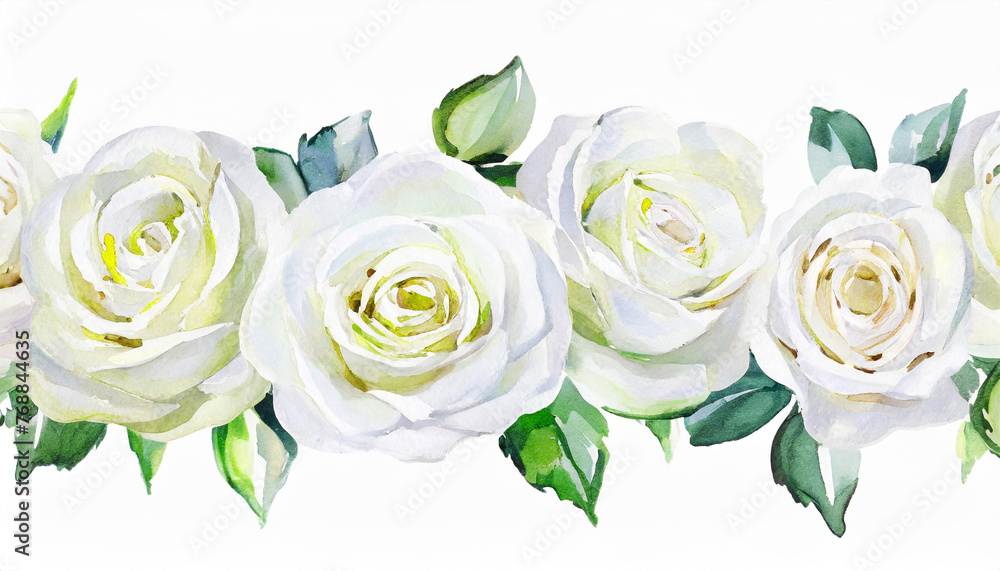 Białe kwiaty dekoracyjna linia - obrazy, fototapety, plakaty 