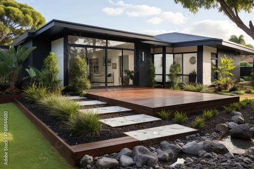 Modern House With Deck and Landscaping Generative AI