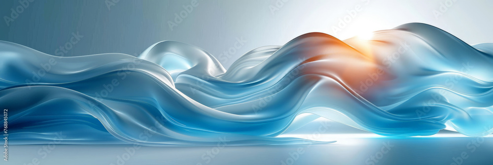 Fototapeta premium Abstract blue and white modern futuristic wave shapes background, abstract blue background with waves, abstract white background with white light and smoky background,banner 