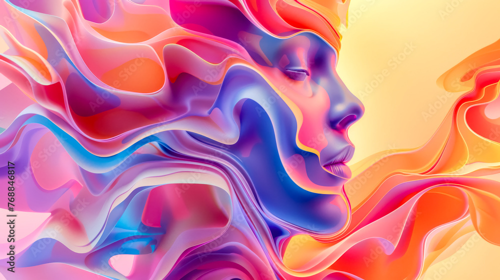 Obraz premium Abstract digital art of human faces