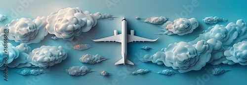 Airplane model on blue background photo