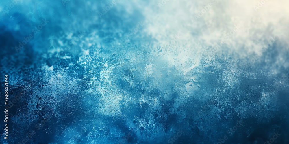 Abstract blue frosted glass background,  blue blurred grainy texture, frozen ice, blue smoke gradient, banner