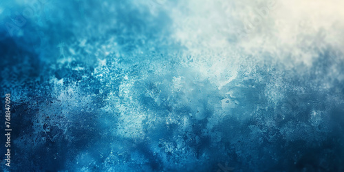 Abstract blue frosted glass background, blue blurred grainy texture, frozen ice, blue smoke gradient, banner