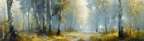 Imagine a beautiful oak grove depicted with intricate paint strokes.
