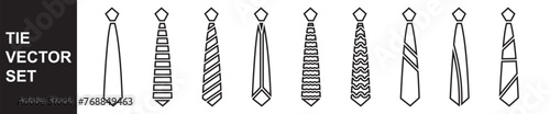 Tie icon vector set. professional necktie line symbol. Tie line icon collection. 11:11