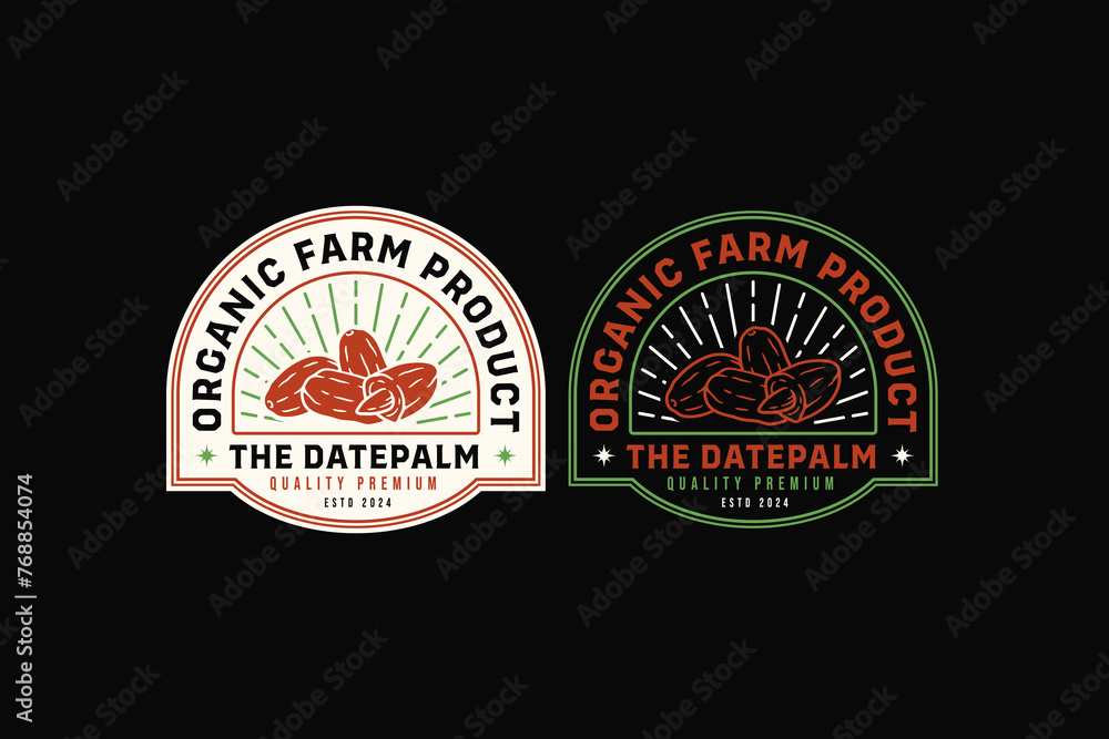 date pieces classic badge logo design for ramadan islamic day and food product